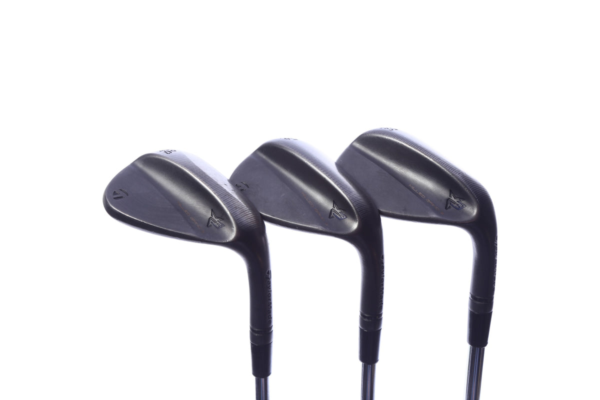 Used TaylorMade Milled Grind 3 Black Wedge Set - Right-Handed - 52*, 56*, 60* - Stiff Flex