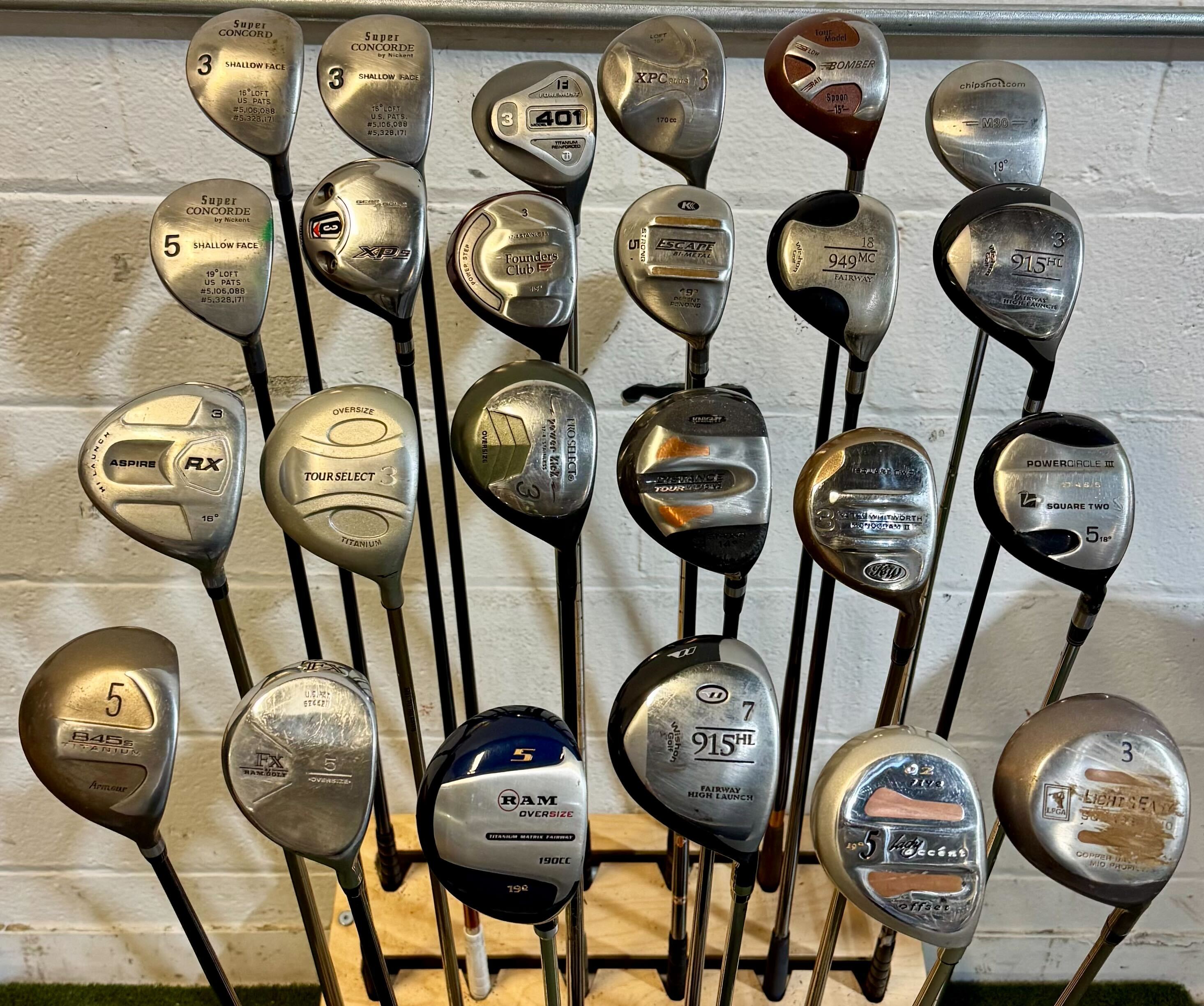 Wholesale Lot of 35 Golf Clubs - Assorted Fairway Woods - RH/LH - Mixed Flexes