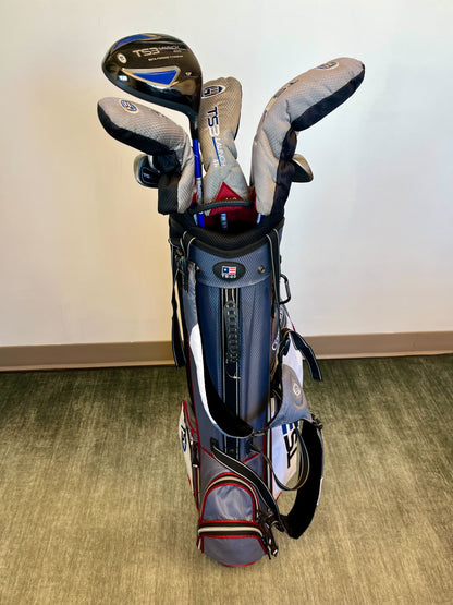 Us Kids Golf TS3 v5 1W, 3W, 3HY, 4H, 5-SW Kids Set RH 60G w/ matching TS3 Bag-Next Round