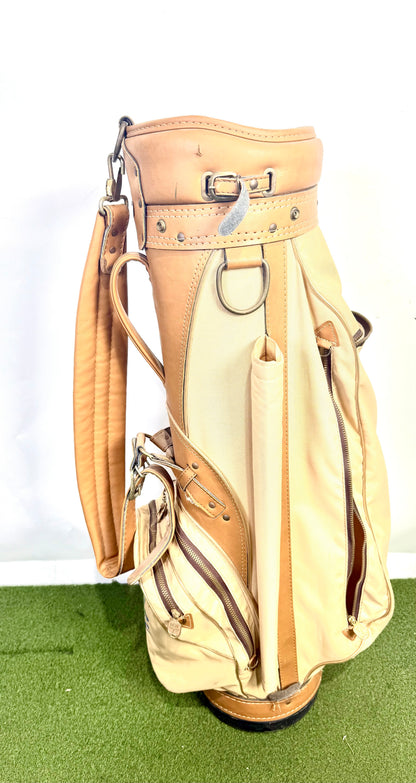Hot-Z Cart Golf Bag - 6 Dividers 5 Pockets - With Raincover - Cream and Tan-Next Round