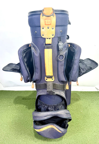 Wilson Cart Golf Bag - 6 Dividers 8 Pockets - With Raincover - Navy Blue and Tan-Next Round