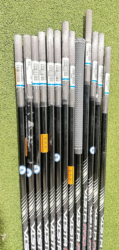Lot of 13 Premium Golf Shafts - Various Lengths, Flexes, and Brands-Next Round