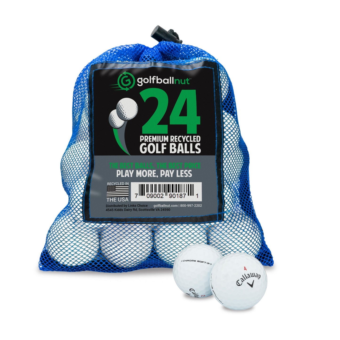 GolfBall Nut Used and Recycled For Callaway Chromesoft X Near Mint - 4A Quality Golf Balls Mesh Bag Included
